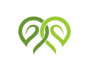 Green leaf connection incorporating vector logo