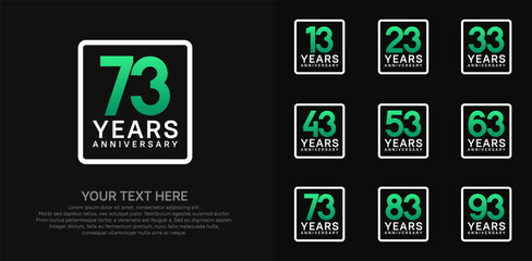 anniversary set logo style with green color in square for company celebration moment
