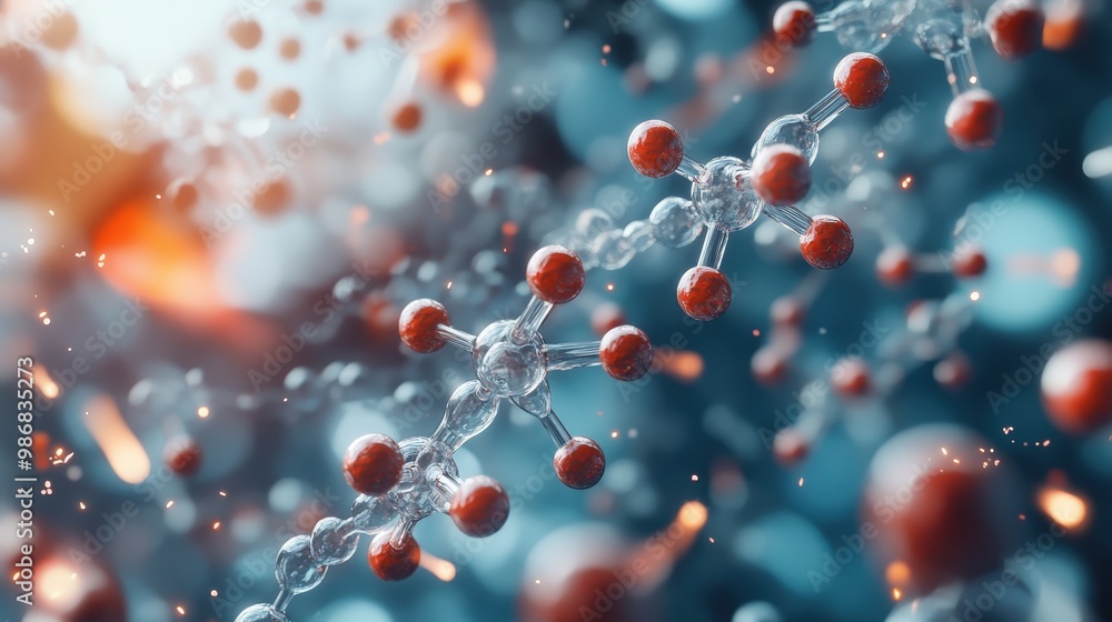 Poster exploring the intricate world of molecular structures: a stunning scientific visualization