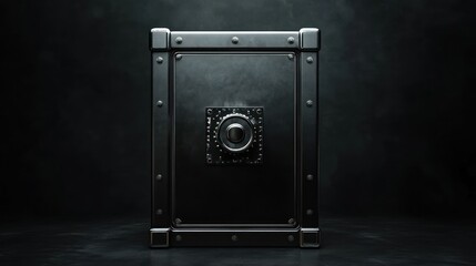 Steel bank safe on a dark background
