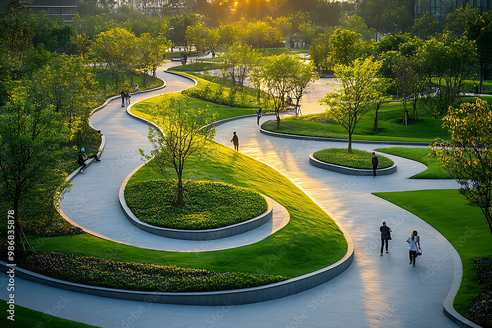 Poster urban planning supported ai in public space optimization where artificial intelligence designs parks