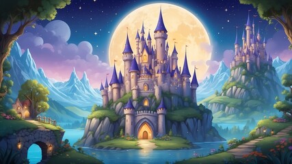 Enchanted Castle Celebrations Cartoon Background Design