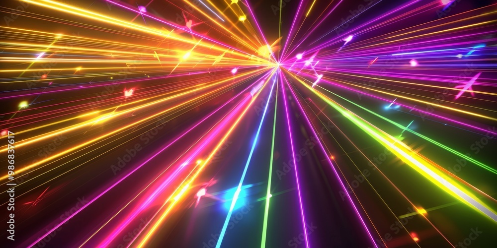 Aufkleber abstract display of vivid laser beams in a spectrum of colors, producing intricate light patterns on