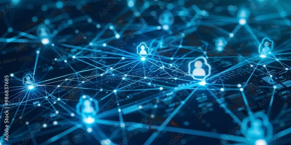 Aufkleber Concept image of direct data sharing between multiple devices, with a focus on direct connection paths and icons representing instant data transfer without intermediaries