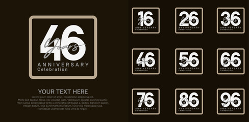 anniversary set logo style with brown and white color in square for company celebration moment