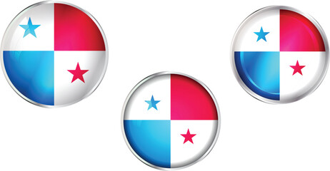 Round national flag pin of Panama.Circular vector flag of Panama