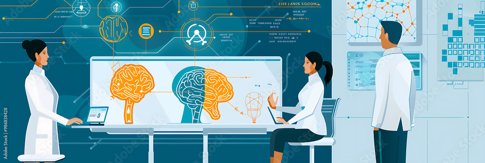 Aufkleber vector illustration of ai recruitment solutions within talent management where artificial intelligen