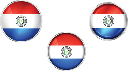 Fototapeta premium Round national flag pin of Paraguay.Circular vector flag of Paraguay