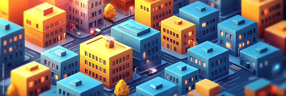 Poster vector illustration of ai smart building design within real estate development where artificial inte