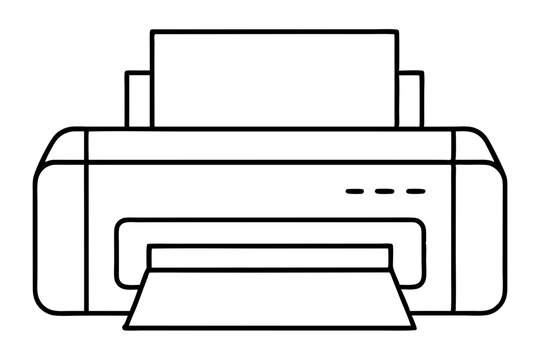 black and white printer outline clip art preview