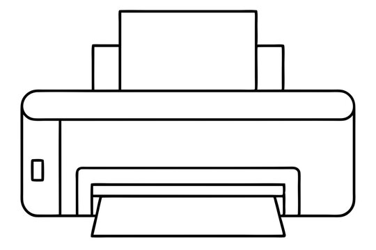 black and white printer outline clip art preview
