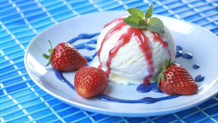 ice cream with strawberries