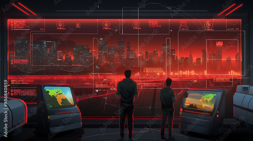 Poster vector illustration of aienhanced freight forwarding operations shipping and freight highlighting ho