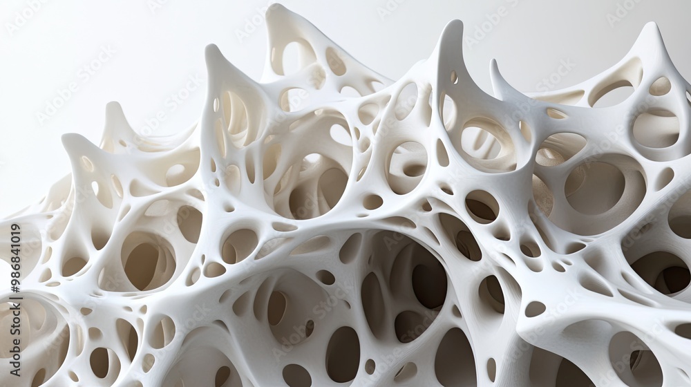 Aufkleber a 3d abstract sculpture, with intricate interlocking shapes creating a sense of depth