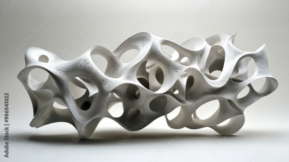 Aufkleber a 3d abstract sculpture, with intricate interlocking shapes creating a sense of depth