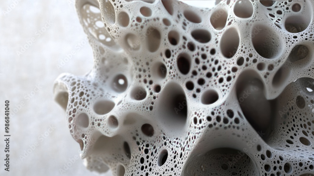 Poster a 3d abstract sculpture, with intricate interlocking shapes creating a sense of depth