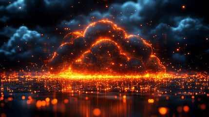 Vector illustration of AIenhanced cloud scalability cloud computing services highlighting how AI dynamically adjusts resources to support business growth