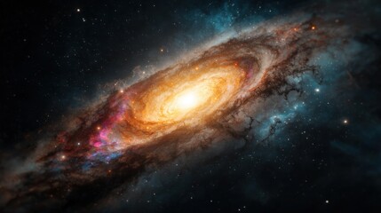 Fototapeta premium Spiral Galaxy in Deep Space with Stars and Nebulae