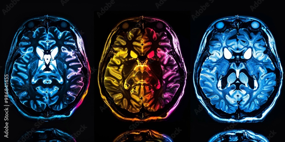 Poster Vibrant and detailed PET scan displaying a range of colors indicating various levels of activity, suitable for scientific, medical, and educational contexts