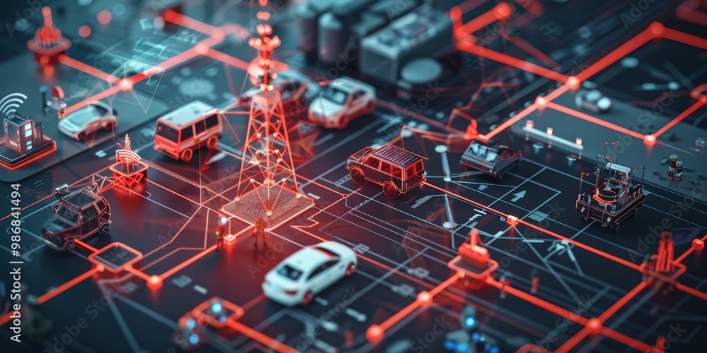 Poster conceptual image of risk mitigation, displaying a network of safeguards, control mechanisms, and eme