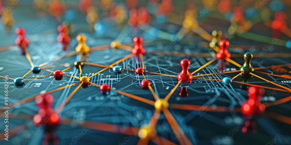 Poster conceptual image of risk mitigation, displaying a network of safeguards, control mechanisms, and eme