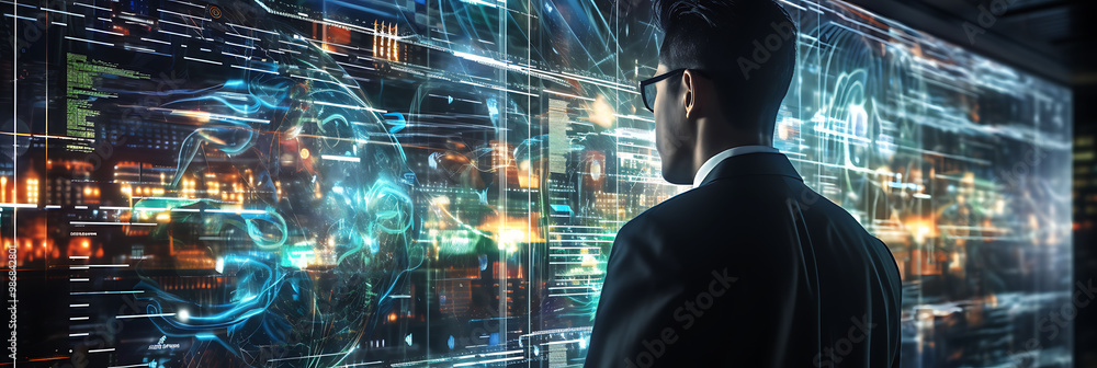 Poster visualization of aienhanced predictive analytics retail banking where artificial intelligence antici