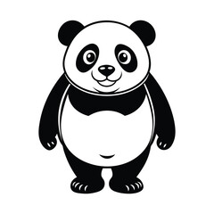 Cute Panda silhouette vector art illustration isolated on white background.