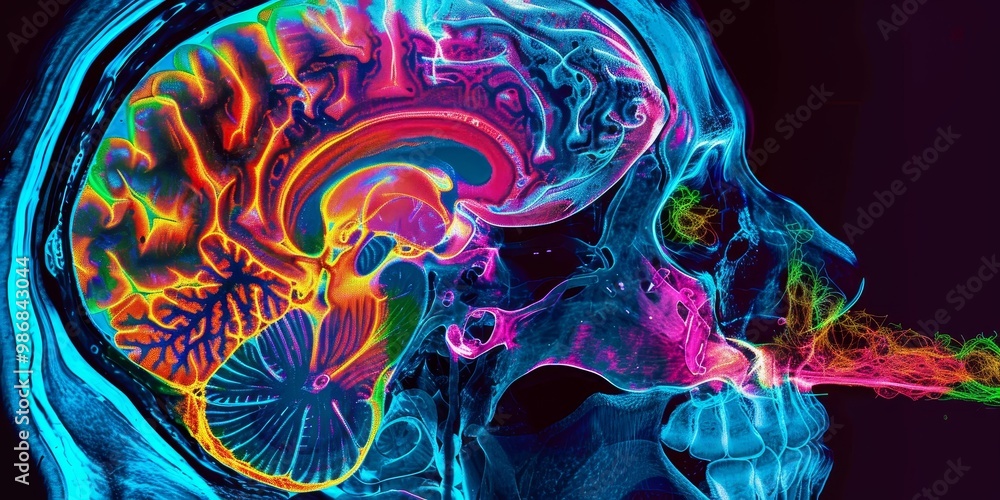 Aufkleber Dynamic PET scan image featuring a spectrum of vivid colors to highlight areas of metabolic activity, ideal for medical professionals and educational content