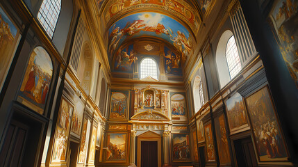 Naklejka premium Florence, italy, october interiors and architectural details of the medici chapel. Renaissance Italy. Illustration