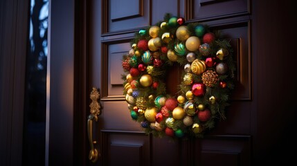 Christmas wreath with colorful Christmas balls