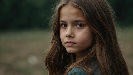 Fototapeta premium portrait of a beautiful little girl in the forest