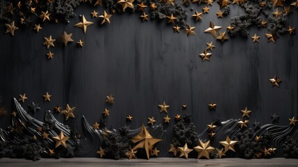 Wall full of stars and a dark grey textured background for Christmas
