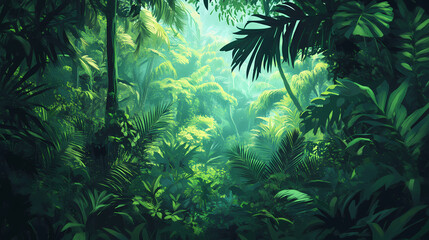 Generative ai lush tropical rainforest deep jungle. Tropical Rainforest. Illustration