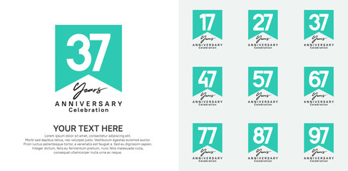 anniversary logotype set, black and green color can be use for celebration