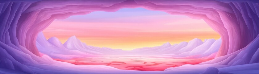 A purple and pink background with a large hole in the middle