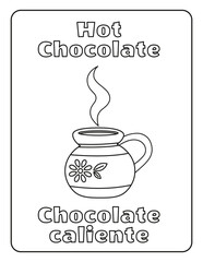 Coloring page for Kids Dia de los Muertos Hot Chocolate Mexican Tradition Altar Halloween