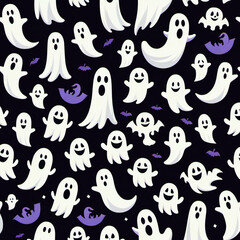 halloween pumpkin seamless background pattern with halloween monsters