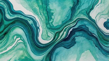 Abstract watercolor paint background with teal and blue hues