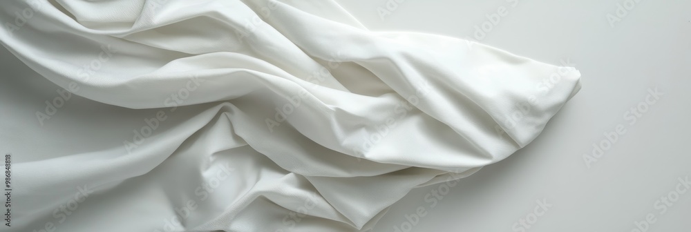 Poster a smooth, white fabric draped on a white background, creating a clean and elegant backdrop. this ima