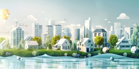 A modern depiction of retirement fund investments, showcasing various financial assets, including stocks and real estate, to emphasize the importance of diversified pension plans