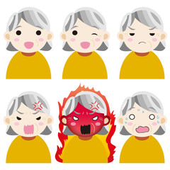 人物　可愛いおばあさんのイラストセットその2