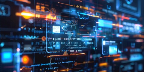 An interface of a digital wallet with various credit cards visible, illustrating the seamless integration of advanced technology in financial management and secure online transactions