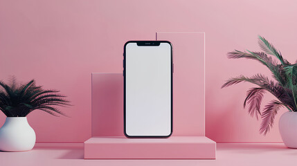 Minimalistic smartphone design with blank screen and copy space for promotional content