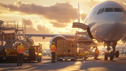 Cargo Plane Ready for Unloading at Dawn