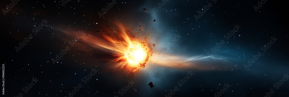 Poster a vibrant supernova explodes in a dark expanse of space, its fiery energy illuminating the surroundi