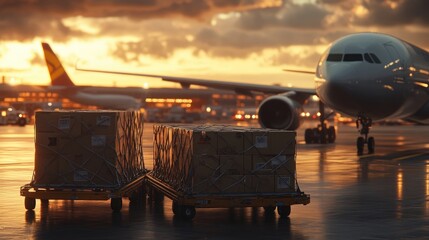 Cargo Plane Ready for Unloading at Dawn
