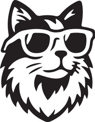 Dog with sunglass icon silhouette vector style