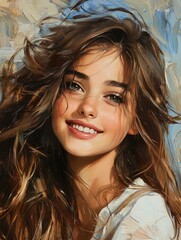 Fototapeta premium Young woman with beautiful, flowing hair.