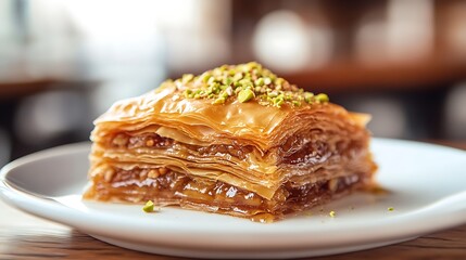 Honey-Glazed Baklava Topped with Pistachios