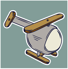 cute helicopter with color isolated on white background suit for logo or coloring book